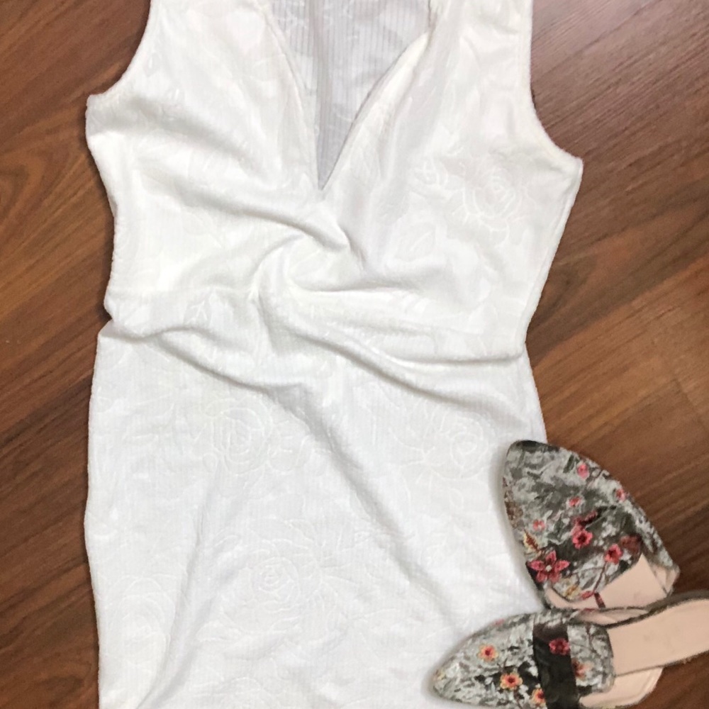 White plunge dress